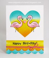 Lawn Fawn Flamingo Birthday Card by Mendi Yoshikawa