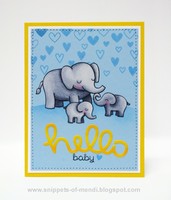 Lawn Fawn Hello Baby Elephant Card by Mendi Yoshikawa