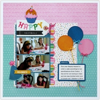 A Pebbles Inc. Birthday Wishes layout by Mendi Yoshikawa